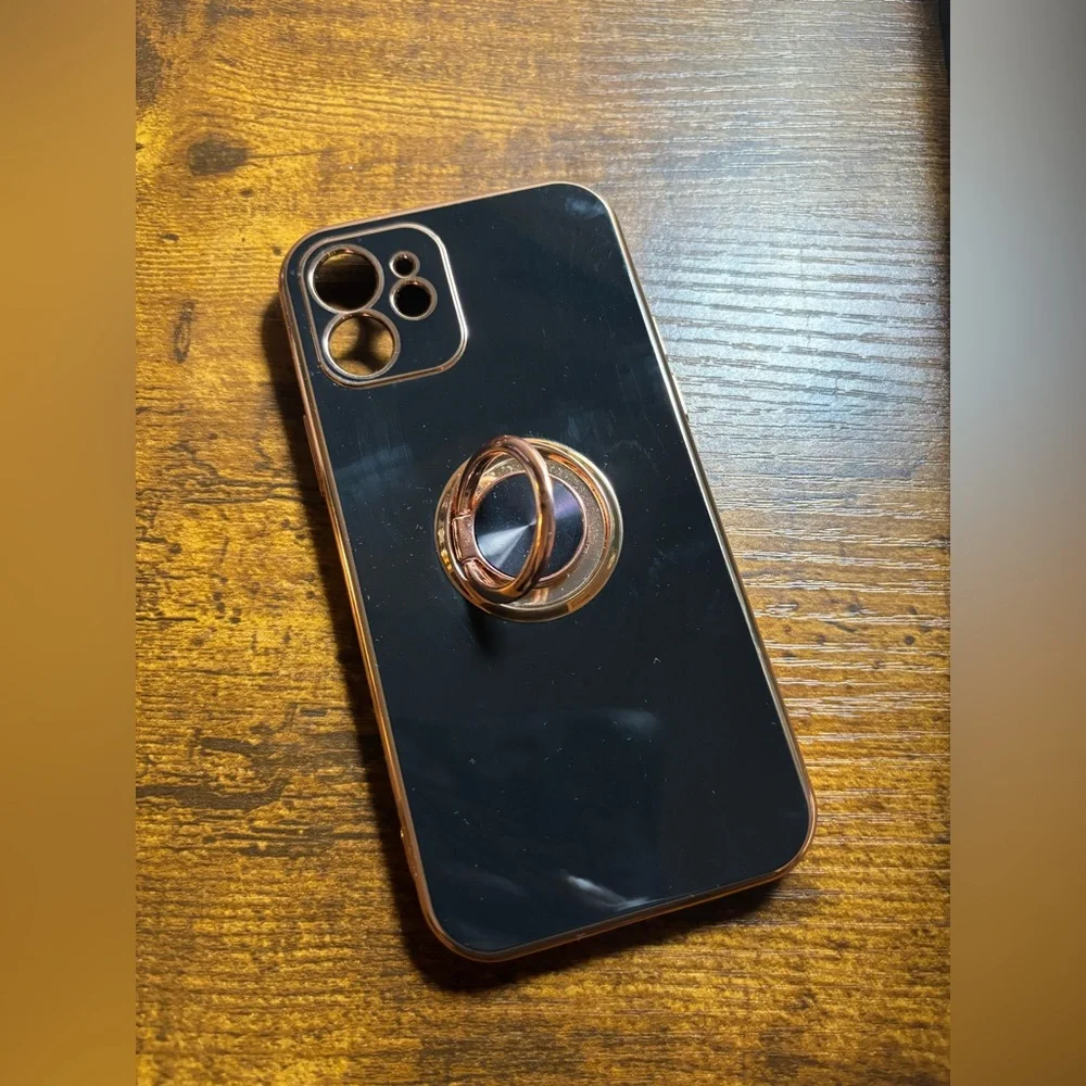 Black iPhone 12 Case with Ring Holder